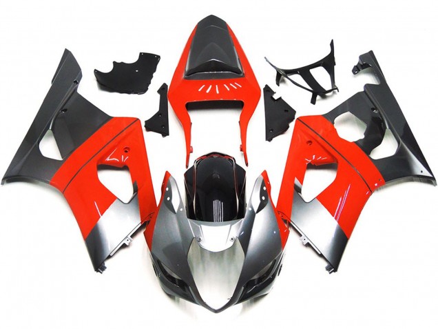 Aftermarket 2003-2004 Plain Red and Silver Suzuki GSXR 1000 Motorcycle Fairings Aftermarket 2003-2004 Plain Red and Silver Suzuki GSXR 1000 Motorcycle Fairings