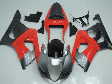 Aftermarket 2003-2004 Red Silver and Black Suzuki GSXR 1000 Motorcycle Fairings