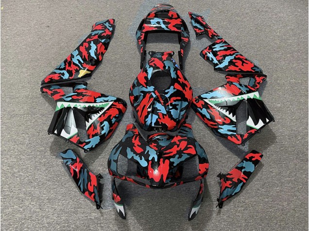 Aftermarket 2003-2004 Red and Blue Camo Honda CBR600RR Motorcycle Fairings Aftermarket 2003-2004 Red and Blue Camo Honda CBR600RR Motorcycle Fairings