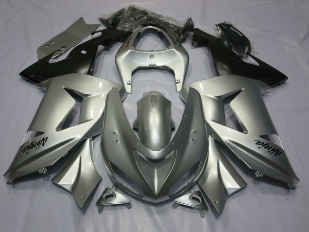 Aftermarket 2003-2004 Silver Kawasaki ZX6R Motorcycle Fairings Aftermarket 2003-2004 Silver Kawasaki ZX6R Motorcycle Fairings