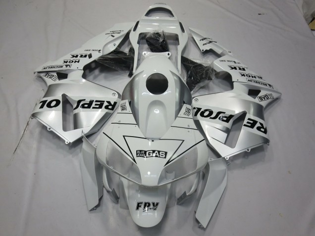Aftermarket 2003-2004 White Silver Repsol Honda CBR600RR Motorcycle Fairings Aftermarket 2003-2004 White Silver Repsol Honda CBR600RR Motorcycle Fairings