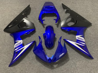 Aftermarket 2003-2005 Blue White and Matte Yamaha R6 Motorcycle Fairings