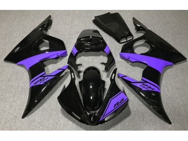 Aftermarket 2003-2005 Gloss Black and Purple Yamaha R6 Motorcycle Fairings