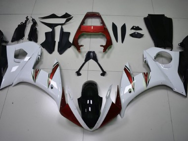 Aftermarket 2003-2005 Gloss White & Red Accents Yamaha R6 Motorcycle Fairings