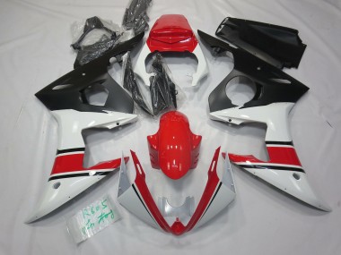 Aftermarket 2003-2005 White Red and Black Yamaha R6 Motorcycle Fairings
