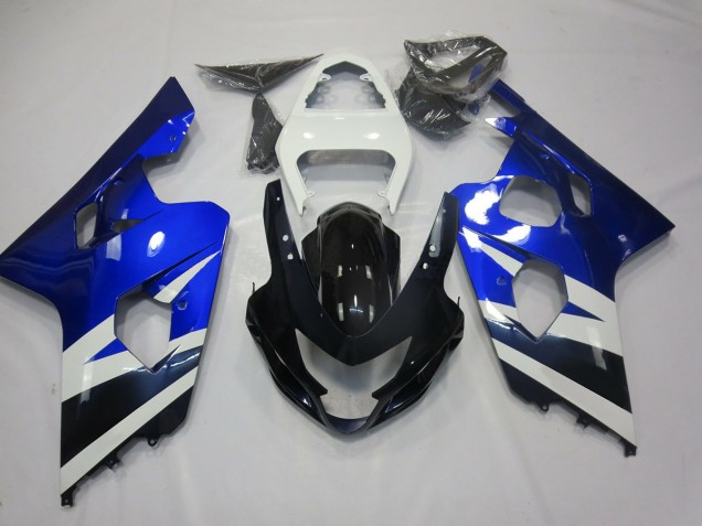Aftermarket 2004-2005 Blue White and Black Suzuki GSXR 600-750 Motorcycle Fairings