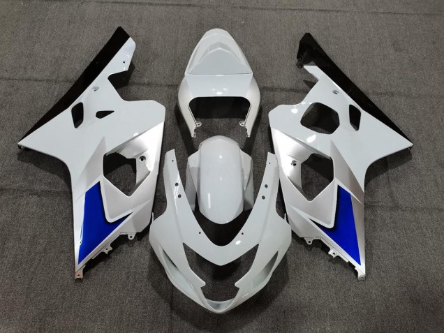 Aftermarket 2004-2005 Blue White and Silver Style Suzuki GSXR 600-750 Motorcycle Fairings Aftermarket 2004-2005 Blue White and Silver Style Suzuki GSXR 600-750 Motorcycle Fairings