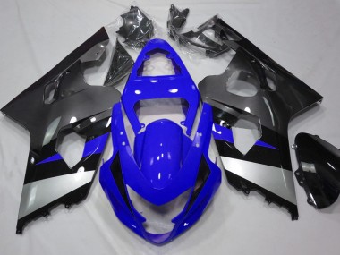 Aftermarket 2004-2005 Blue and Silver Suzuki GSXR 600-750 Motorcycle Fairings