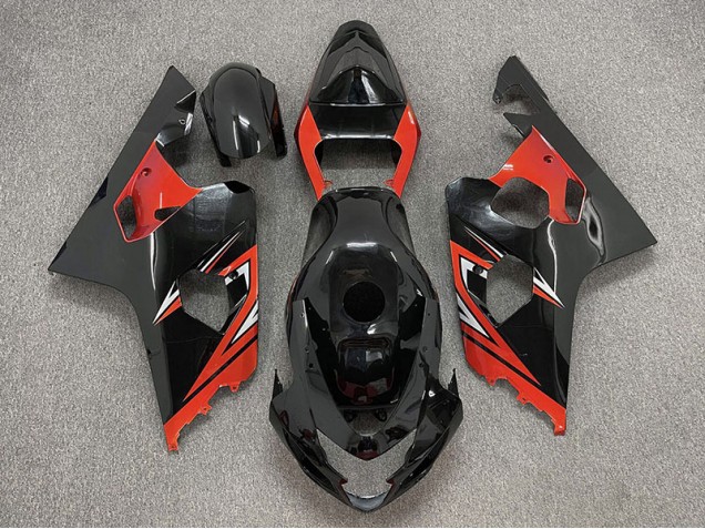 Aftermarket 2004-2005 Gloss Black and Red Suzuki GSXR 600-750 Motorcycle Fairings Aftermarket 2004-2005 Gloss Black and Red Suzuki GSXR 600-750 Motorcycle Fairings