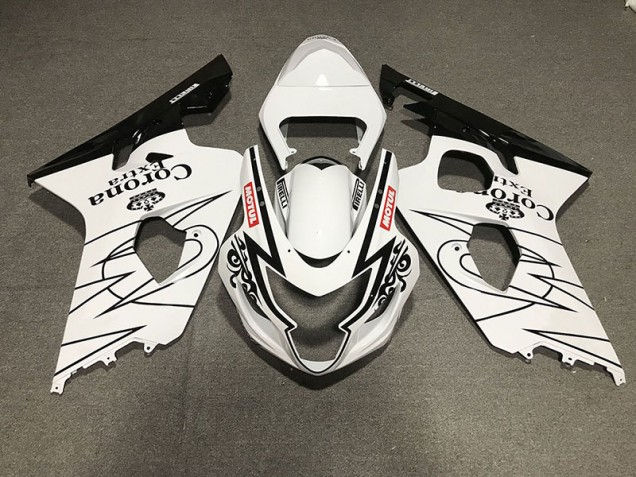 Aftermarket 2004-2005 Gloss Black and White Corona Style Suzuki GSXR 600-750 Motorcycle Fairings Aftermarket 2004-2005 Gloss Black and White Corona Style Suzuki GSXR 600-750 Motorcycle Fairings