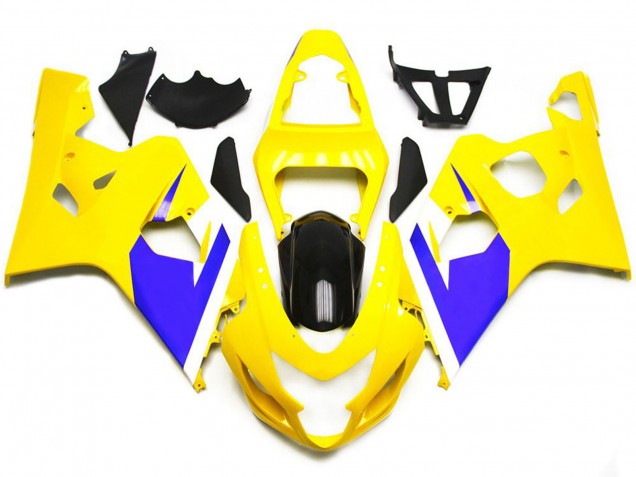 Aftermarket 2004-2005 Gloss Yellow and Vibrant Blue Custom Suzuki GSXR 600-750 Motorcycle Fairings Aftermarket 2004-2005 Gloss Yellow and Vibrant Blue Custom Suzuki GSXR 600-750 Motorcycle Fairings