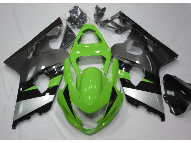 Aftermarket 2004-2005 Green and Silver Suzuki GSXR 600-750 Motorcycle Fairings Aftermarket 2004-2005 Green and Silver Suzuki GSXR 600-750 Motorcycle Fairings