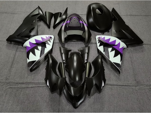 Aftermarket 2004-2005 Matte Black and Purple Shark Kawasaki ZX10R Motorcycle Fairings Aftermarket 2004-2005 Matte Black and Purple Shark Kawasaki ZX10R Motorcycle Fairings