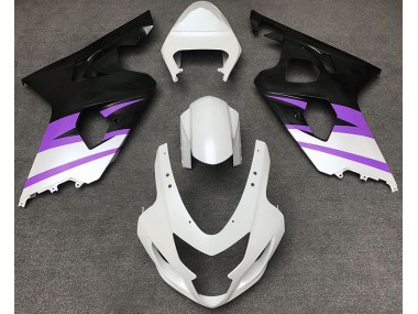 Aftermarket 2004-2005 Matte White & Purple Suzuki GSXR 600-750 Motorcycle Fairings