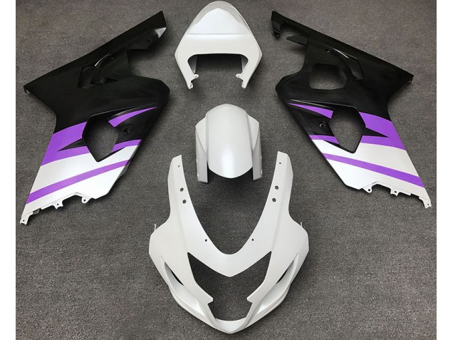 Aftermarket 2004-2005 Matte White & Purple Suzuki GSXR 600-750 Motorcycle Fairings Aftermarket 2004-2005 Matte White & Purple Suzuki GSXR 600-750 Motorcycle Fairings