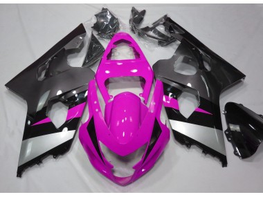Aftermarket 2004-2005 Pink and Silver Suzuki GSXR 600-750 Motorcycle Fairings