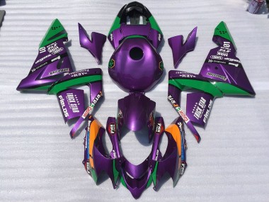 Aftermarket 2004-2005 Purple and Green Trickstar Kawasaki ZX10R Motorcycle Fairings