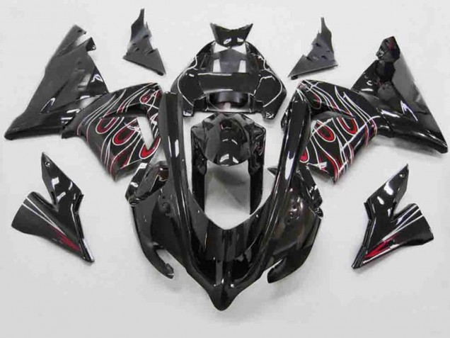 Aftermarket 2004-2005 Red Black Flame Kawasaki ZX10R Motorcycle Fairings Aftermarket 2004-2005 Red Black Flame Kawasaki ZX10R Motorcycle Fairings