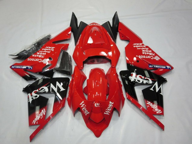 Aftermarket 2004-2005 Red West Kawasaki ZX10R Motorcycle Fairings Aftermarket 2004-2005 Red West Kawasaki ZX10R Motorcycle Fairings