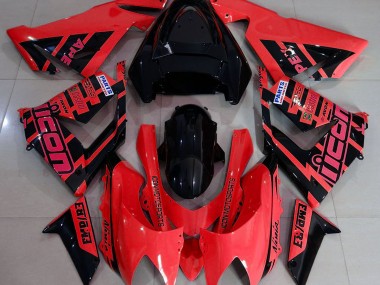 Aftermarket 2004-2005 Red and Black & Kawasaki ZX10R Motorcycle Fairings