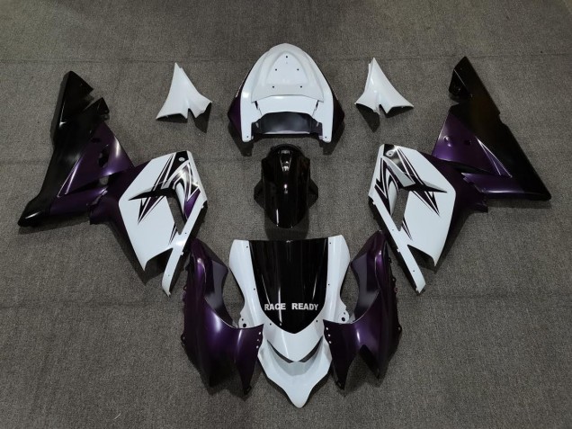 Aftermarket 2004-2005 White Purple and Black Kawasaki ZX10R Motorcycle Fairings Aftermarket 2004-2005 White Purple and Black Kawasaki ZX10R Motorcycle Fairings