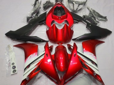 Aftermarket 2004-2006 Bright Red & White Yamaha R1 Motorcycle Fairings