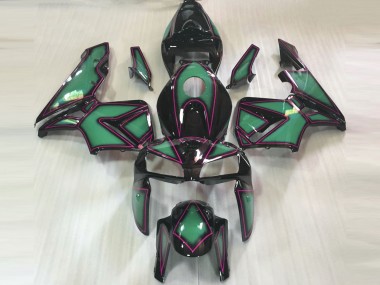 Aftermarket 2005-2006 Emerald Green & Pink Outline Honda CBR600RR Motorcycle Fairings