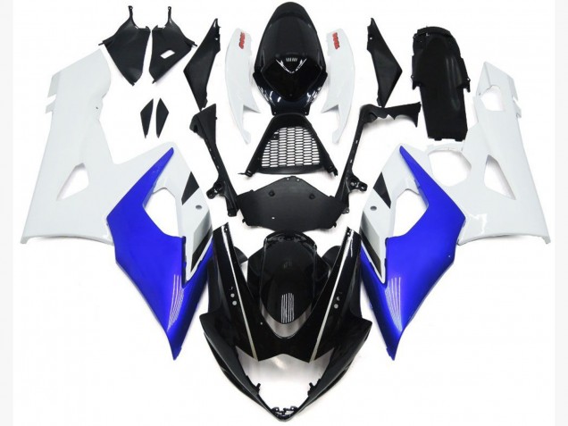 Aftermarket 2005-2006 Gloss Blue and White Gloss Lowers Suzuki GSXR 1000 Motorcycle Fairings Aftermarket 2005-2006 Gloss Blue and White Gloss Lowers Suzuki GSXR 1000 Motorcycle Fairings