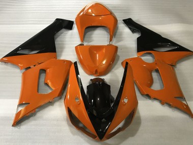 Aftermarket 2005-2006 Gloss Orange & Black Kawasaki ZX6R Motorcycle Fairings