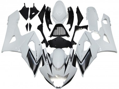 Aftermarket 2005-2006 Gloss White Style with Silver Hints Suzuki GSXR 1000 Fairings