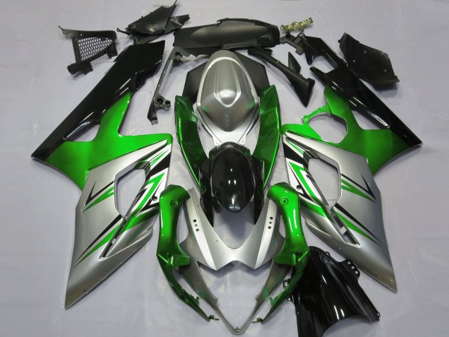 Aftermarket 2005-2006 Green Silver and Black Suzuki GSXR 1000 Motorcycle Fairings Aftermarket 2005-2006 Green Silver and Black Suzuki GSXR 1000 Motorcycle Fairings
