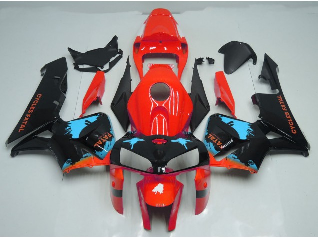 Aftermarket 2005-2006 Light Blue Splatter on Red Honda CBR600RR Motorcycle Fairings Aftermarket 2005-2006 Light Blue Splatter on Red Honda CBR600RR Motorcycle Fairings
