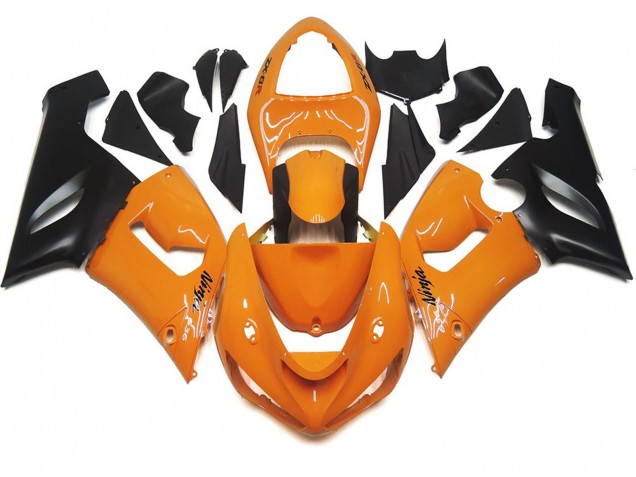 Aftermarket 2005-2006 Light Orange and Black Kawasaki ZX6R Motorcycle Fairings Aftermarket 2005-2006 Light Orange and Black Kawasaki ZX6R Motorcycle Fairings
