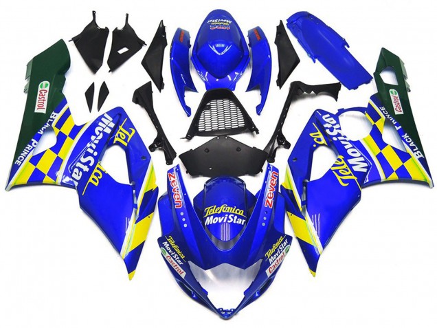 Aftermarket 2005-2006 MoviStar Blue and Yellow Check Suzuki GSXR 1000 Motorcycle Fairings Aftermarket 2005-2006 MoviStar Blue and Yellow Check Suzuki GSXR 1000 Motorcycle Fairings