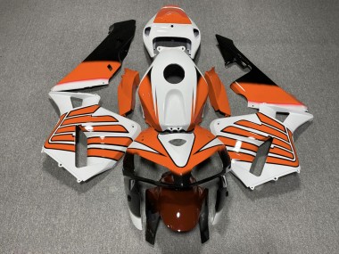 Aftermarket 2005-2006 Orange and White Wings Honda CBR600RR Motorcycle Fairings