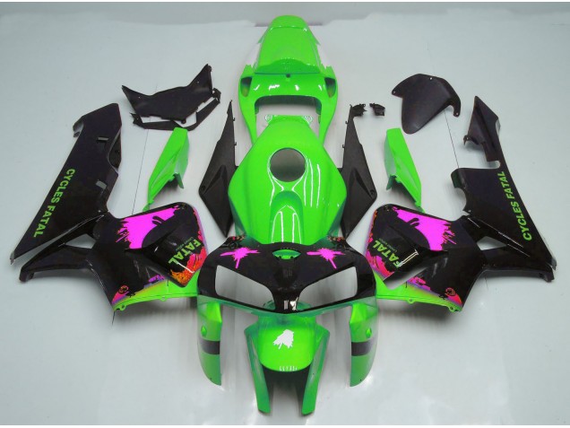 Aftermarket 2005-2006 Pink Splatter on Green Honda CBR600RR Motorcycle Fairings Aftermarket 2005-2006 Pink Splatter on Green Honda CBR600RR Motorcycle Fairings