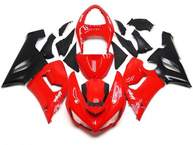 Aftermarket 2005-2006 Plain Gloss Red White Decals Kawasaki ZX6R Motorcycle Fairings