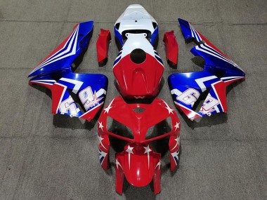Aftermarket 2005-2006 Red White and Blue 69 Honda CBR600RR Motorcycle Fairings