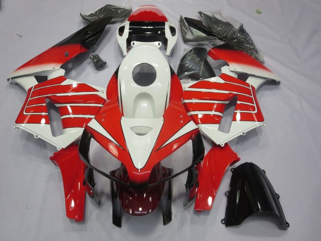 Aftermarket 2005-2006 Red and White Large Stripe Honda CBR600RR Motorcycle Fairings Aftermarket 2005-2006 Red and White Large Stripe Honda CBR600RR Motorcycle Fairings