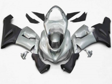 Aftermarket 2005-2006 Silver Black Matte Kawasaki ZX6R Motorcycle Fairings