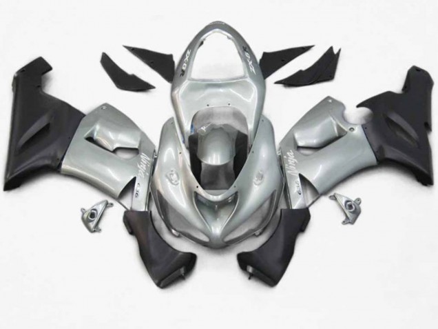 Aftermarket 2005-2006 Silver Black Matte Kawasaki ZX6R Motorcycle Fairings Aftermarket 2005-2006 Silver Black Matte Kawasaki ZX6R Motorcycle Fairings