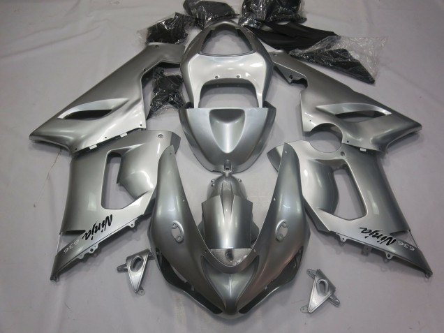 Aftermarket 2005-2006 Silver Kawasaki ZX6R Motorcycle Fairings Aftermarket 2005-2006 Silver Kawasaki ZX6R Motorcycle Fairings