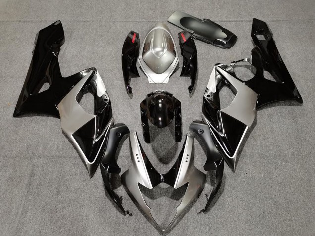 Aftermarket 2005-2006 Silver and Black Suzuki GSXR 1000 Motorcycle Fairings Aftermarket 2005-2006 Silver and Black Suzuki GSXR 1000 Motorcycle Fairings
