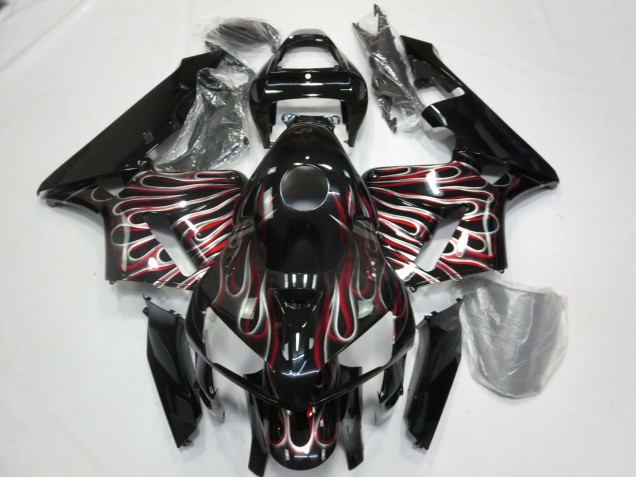 Aftermarket 2005-2006 Silver and Red Flame Honda CBR600RR Motorcycle Fairings Aftermarket 2005-2006 Silver and Red Flame Honda CBR600RR Motorcycle Fairings