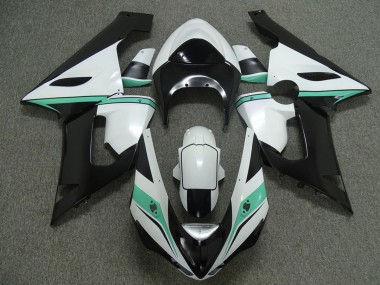 Aftermarket 2005-2006 Teal white and Black Kawasaki ZX6R Motorcycle Fairings