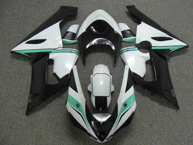 Aftermarket 2005-2006 Teal white and Black Kawasaki ZX6R Motorcycle Fairings Aftermarket 2005-2006 Teal white and Black Kawasaki ZX6R Motorcycle Fairings