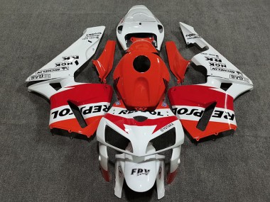 Aftermarket 2005-2006 White Red and Orange Repsol Honda CBR600RR Motorcycle Fairings