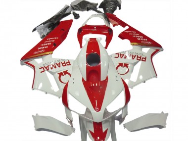 Aftermarket 2005-2006 White and Red Custom Honda CBR600RR Motorcycle Fairings
