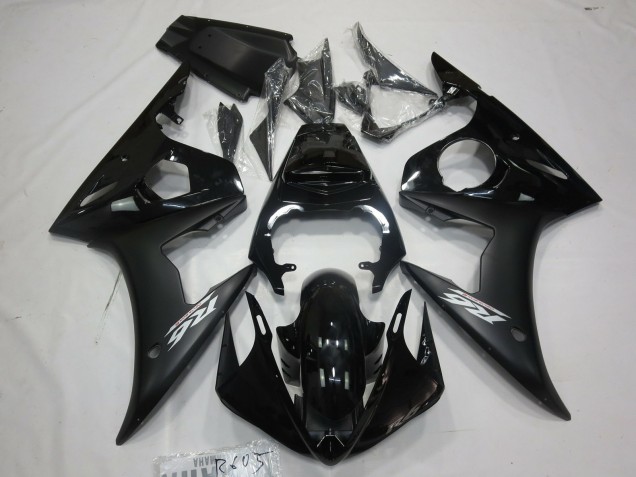 Aftermarket 2003-2005 Matte Black White Decal Yamaha R6 Motorcycle Fairings Aftermarket 2003-2005 Matte Black White Decal Yamaha R6 Motorcycle Fairings
