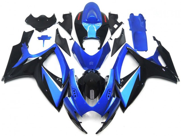 Aftermarket 2006-2007 Blue and Black Special With Red Decals Suzuki GSXR 600-750 Fairings